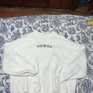 PLAYBOY White Crewneck Sweater with Graphic